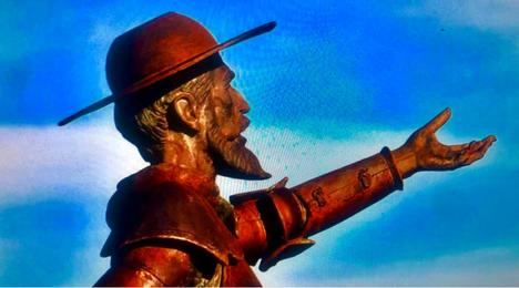 Escultura de Don Quijote (fragmento). Parque de Cros, Maliaño, Cantabria. (Foto: https://www.flickr.com/photos/analopezheredia/23777532329)