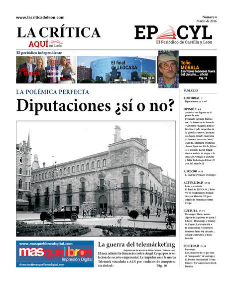 YA puede recoger su ejemplar gratuito de La Crítica de León (nº 4, marzo 2016) en su punto de venta de prensa habitual en la provincia de León