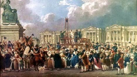 Ejecución en la guillotina en la plaza de la Revolución en París. Obra de Pierre-Antoine Demachy, c. 1807.