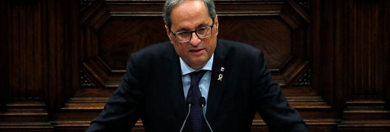 Quim Torra durante su comparecencia en el Parlament de Cataluña hoy 17 de octubre. (Foto: www.ara.cat)