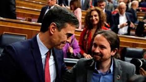 Sus Excelencias Pedro Sánchez (Presidente) y Pablo Iglesias (Vicepresidente) en ambos casos del Gobierno de España. Foto: RTVE.es)