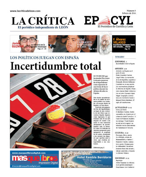 YA puede recoger su ejemplar gratuito de La Crítica de León (nº 3, febrero 2016) en su punto de venta de prensa habitual en la provincia de León