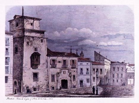 'Torre de Luján y Plaza de la Villa 1859' en Madrid, de Jesús Evaristo Casariego. (Foto: https://artedemadrid.wordpress.com/)