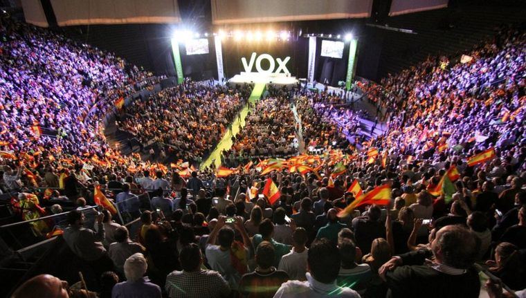 El acto de VOX en Vistalegre. (Foto: www,antena3.com)