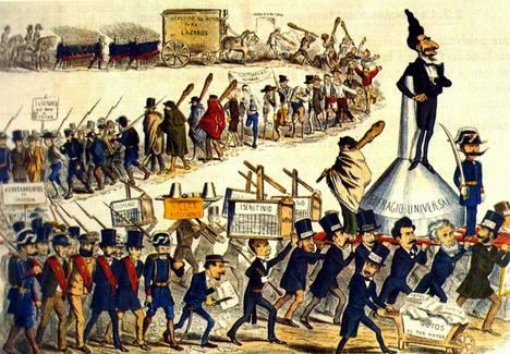 Viñeta de la revista La Flaca (1869-1876). Autor: Tomás Padró Pedret (1840-1877).
