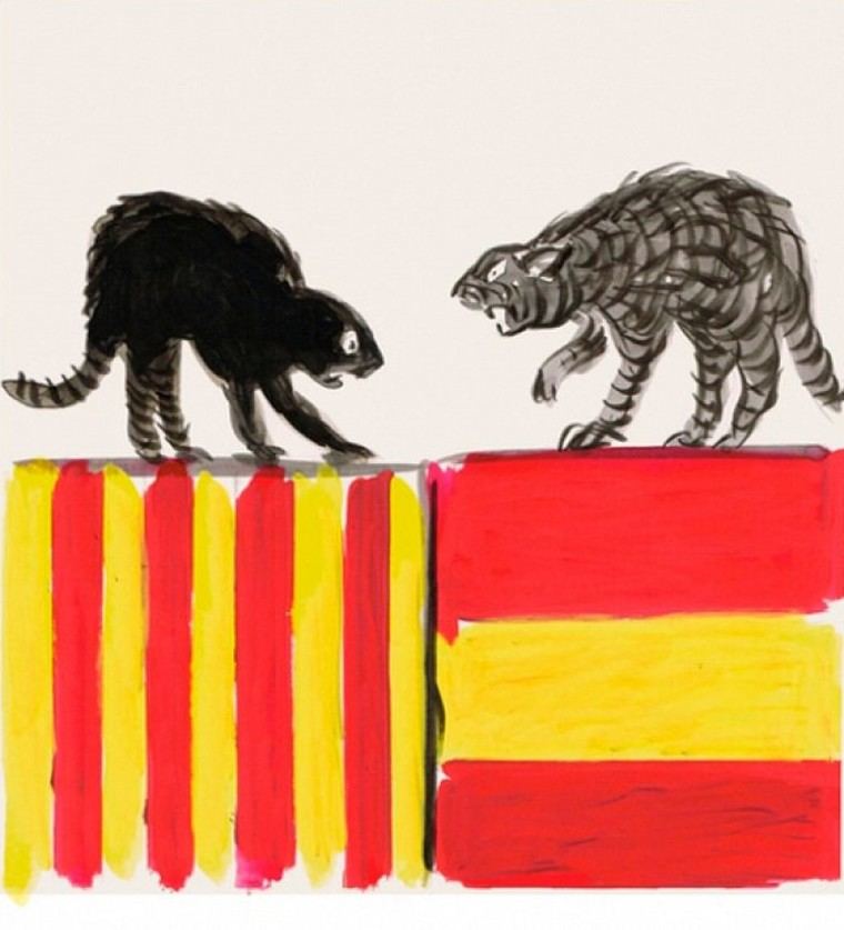 Ilustración de la portada del libro de El Roto 'Contra muros y banderas'. (https://www.rtve.es/noticias/20180528/).