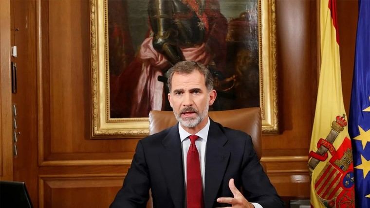El Rey Felipe VI durante su discurso del 3 de octubre de 2017.