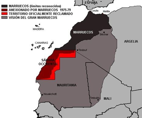 Mapa del Gran Marruecos (Wikipedia)