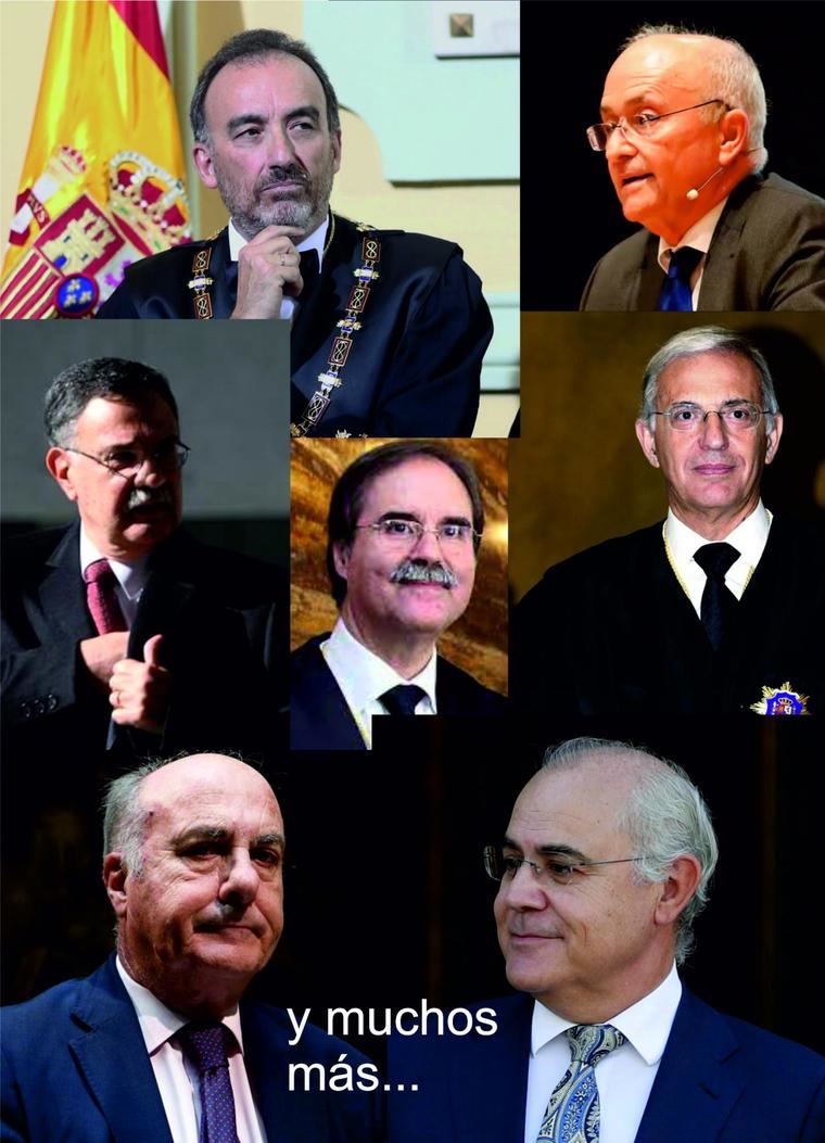 Manuel Marchena Perea, Vicente Magro Servet, Ángel Luis Hurtado Adrián, Andrés Palomo del Arco, Antonio Narváez Rodríguez, Manuel García-Castellón y García Lomas, Pablo Llarena Conde. (Ilustración: La Crítica).