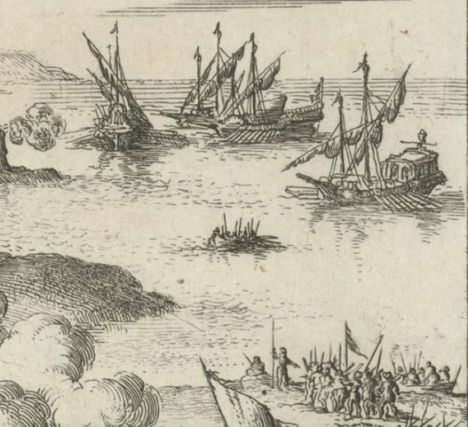 La Batalla de Cornualles. (Ilustración: Belegering van een stad, Jan Luyken, 1684. Rijskmuseum).