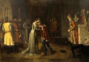 'La última despedida', de Antonio Amorós y Botella, 1887. (Museo del Prado, Madrid). La obra representa el momento (1351) en que Fadrique Alfonso se despidió de su madre Leonor de Guzmán en presencia de la reina María de Portugal, madre de su hermanastro el rey Pedro I. (https://es.wikipedia.org/).