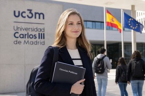 La princesa Leonor estudiará Ciencias Políticas en la Universidad Carlos III de Madrid. (Ilustración: La Crítica / IA).