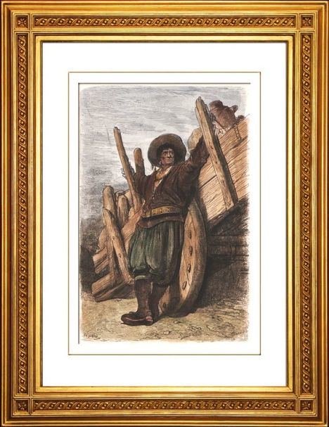 'Maragato'. Dibujo de Gustave Doré grabado por Bertrand, 1874. Galerie Napoléon, París. (Fuente:https://www.grabados-antiguos.com/)