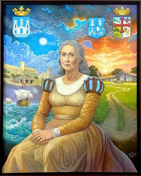 Retrato imaginado de Mencía Calderón por Carlos Cirbián (Sta Cruz de la Sierra-Bolivia 2024)