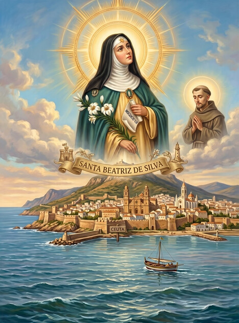 (Ilustración: estampa de santa Beatriz de Siva, dominio público / IA)