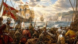 Batalla naval de Terceira. (Imagen del autor recreada con IA)